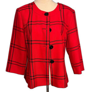Kim Rogers Signature Red Plaid Women's blazer Size L